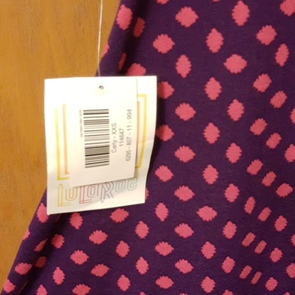 LuLaRoe Carly Purple with Pink Geometric Pattern High-Low Swing Dress NWT - Picture 5 of 6